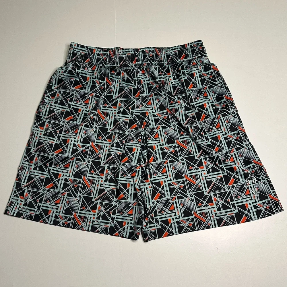 Under Armour Loose Lacrosse Geometric Print Tech Shorts Men's‎ L Teal/Black